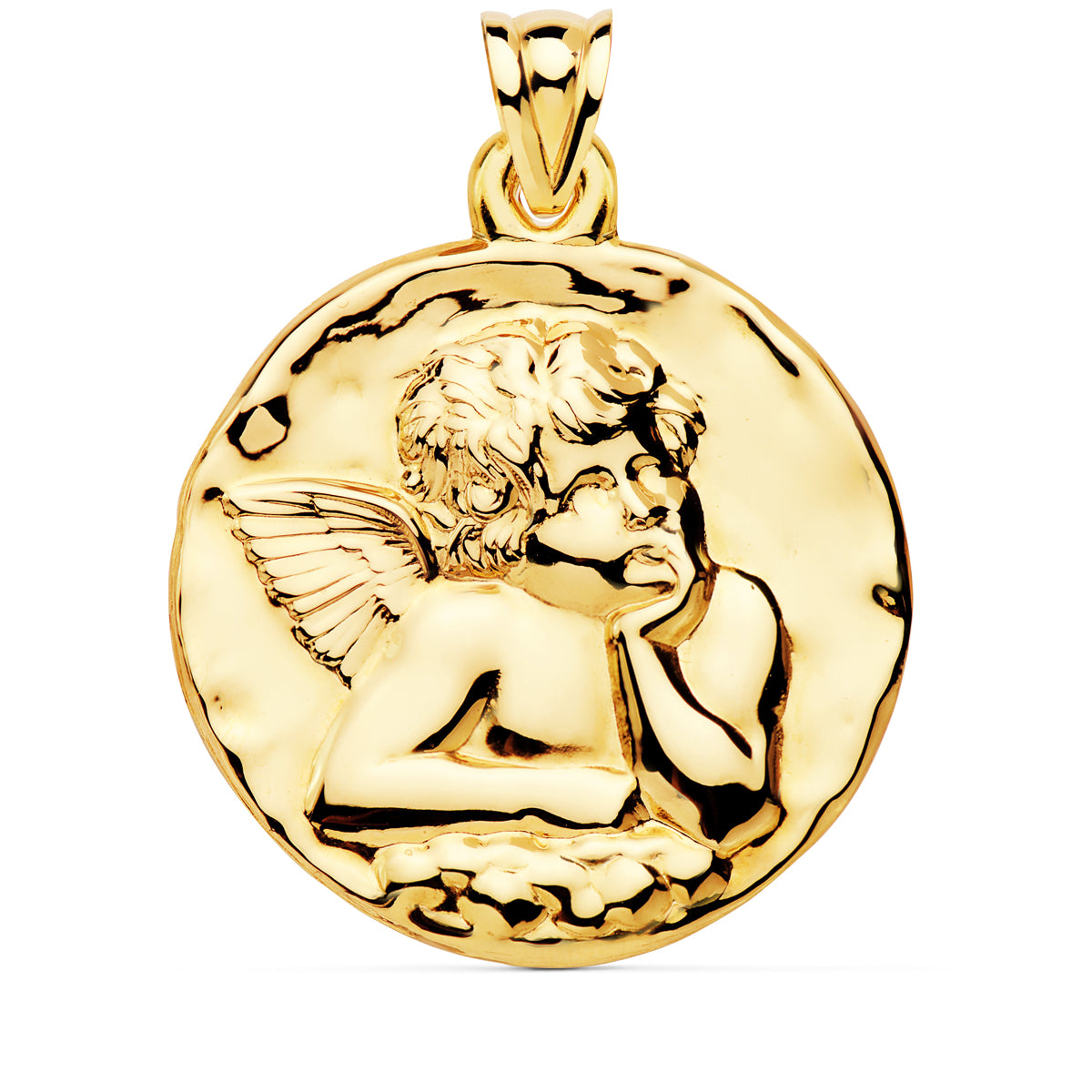 Medalla Angel Burlon Brillo 40 mm de oro amarillo 18K