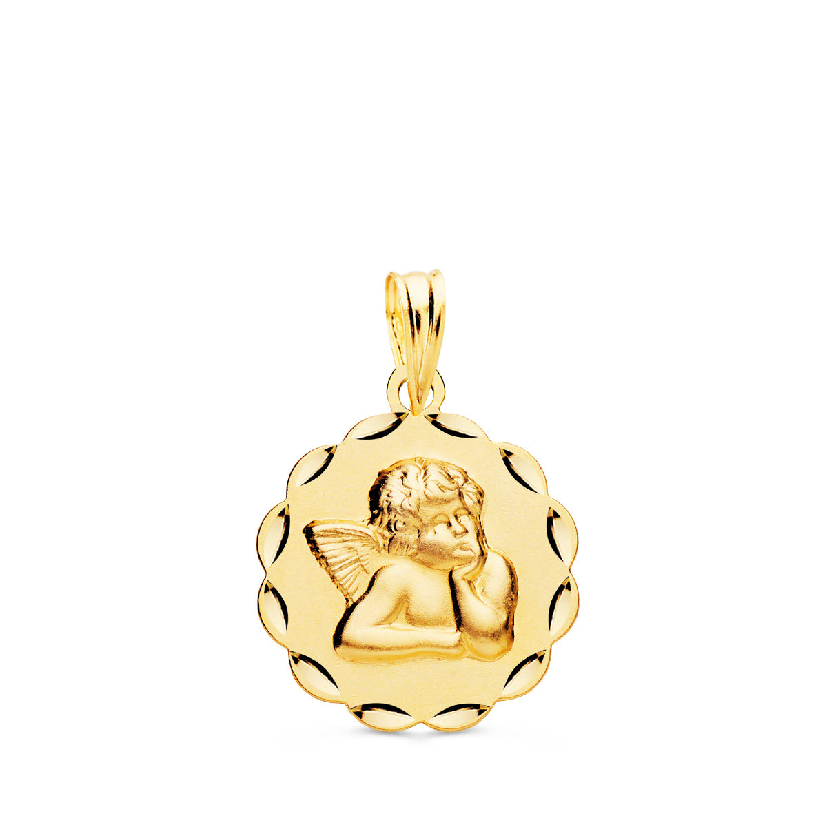 Medalla Angel Burlon 16 mm de oro amarillo 9K