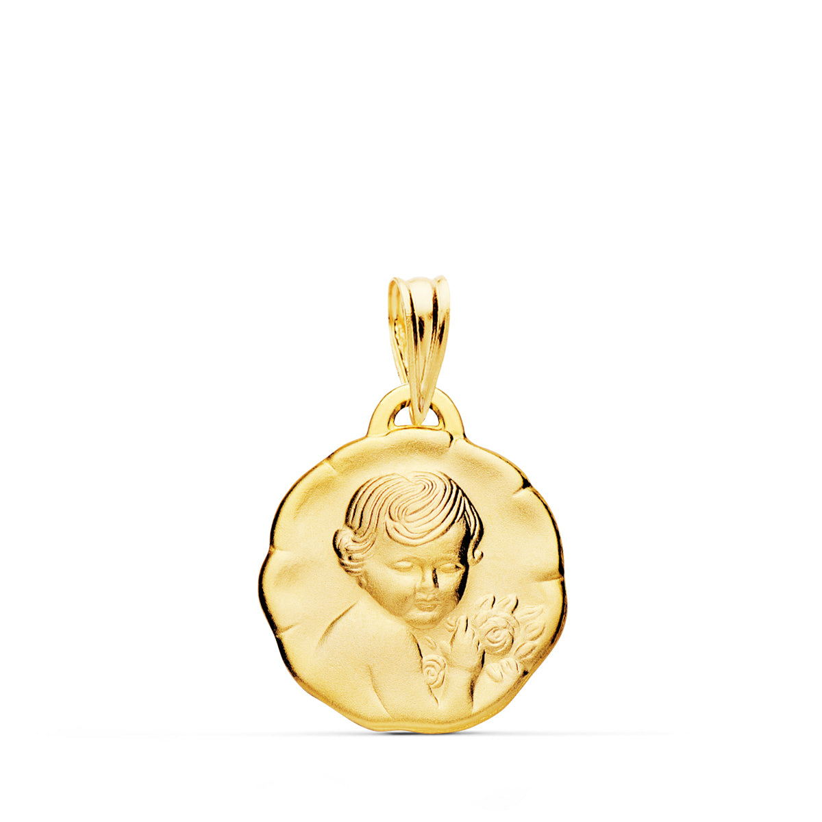 Medalla Angel Querubin 15 mm de oro amarillo 18K