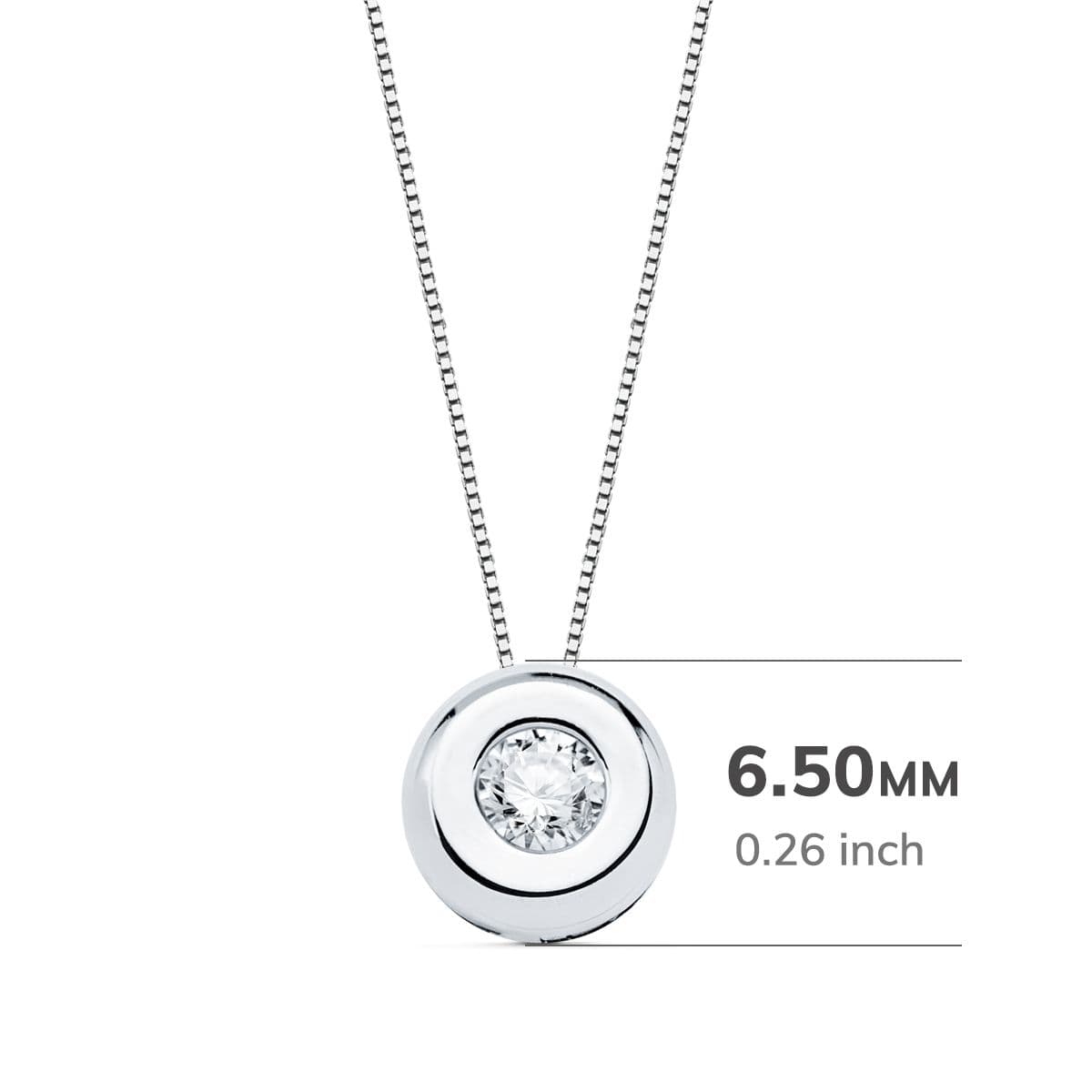 18K GARGANTILLA ORO BLANCO CHATON 6,5 MM DIAMANTE LABORATORIO 2,90MM 0,100 QTS. G-VS2. CADENA 42CM