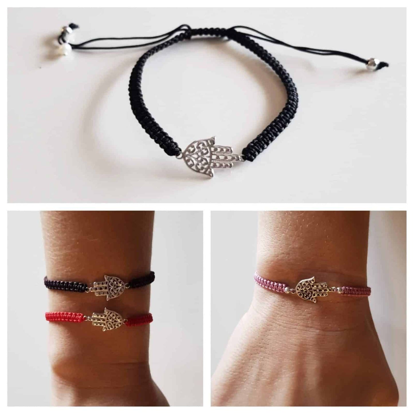 Pulsera mano de fátima de plata de ley