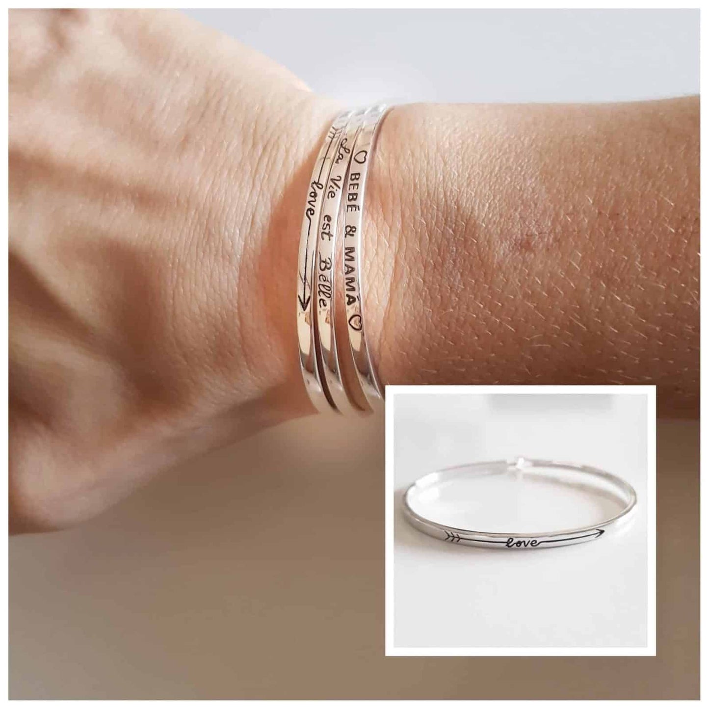 Pulsera love 55mm de plata de ley