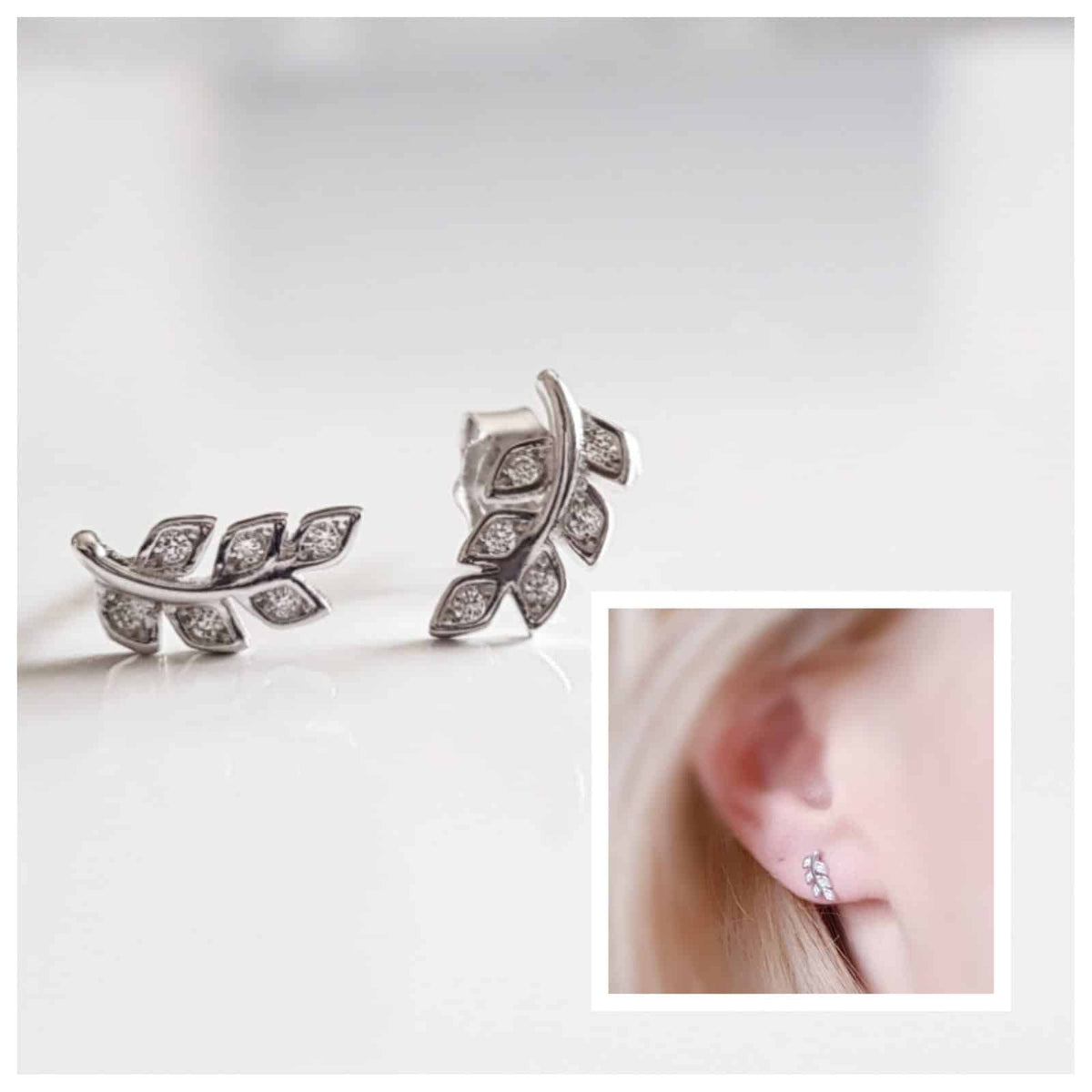 Pendiente hojas de plata de ley - Joyería Zafir