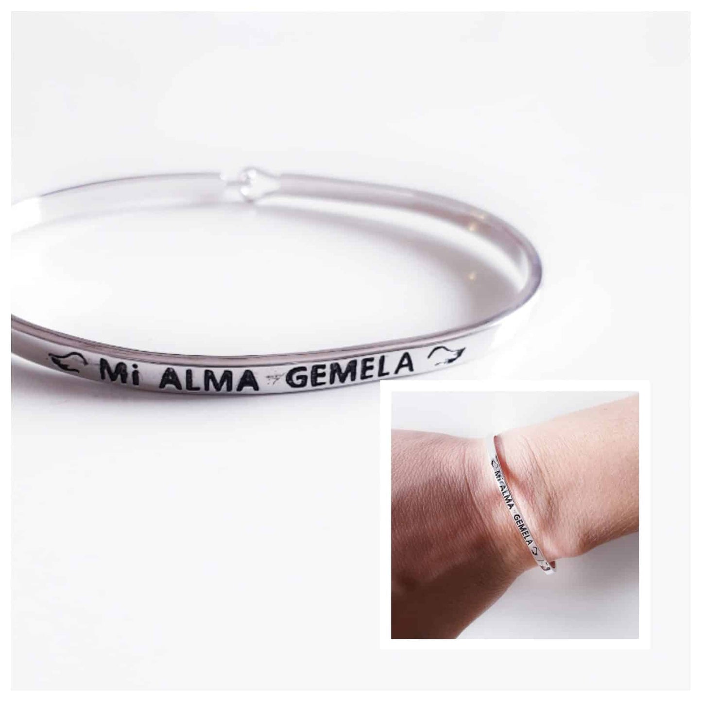 Pulsera mi alma gemela de plata de ley