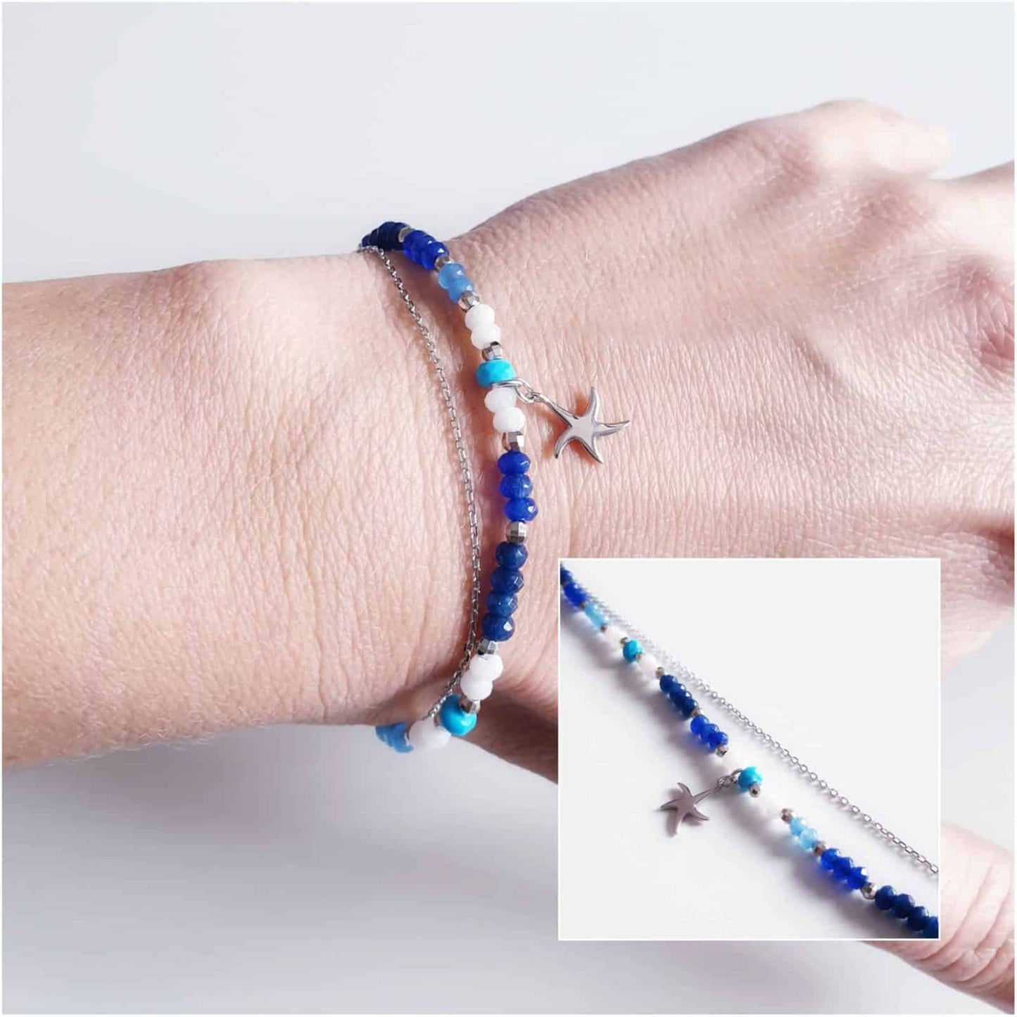 Pulsera blue sea de plata de ley