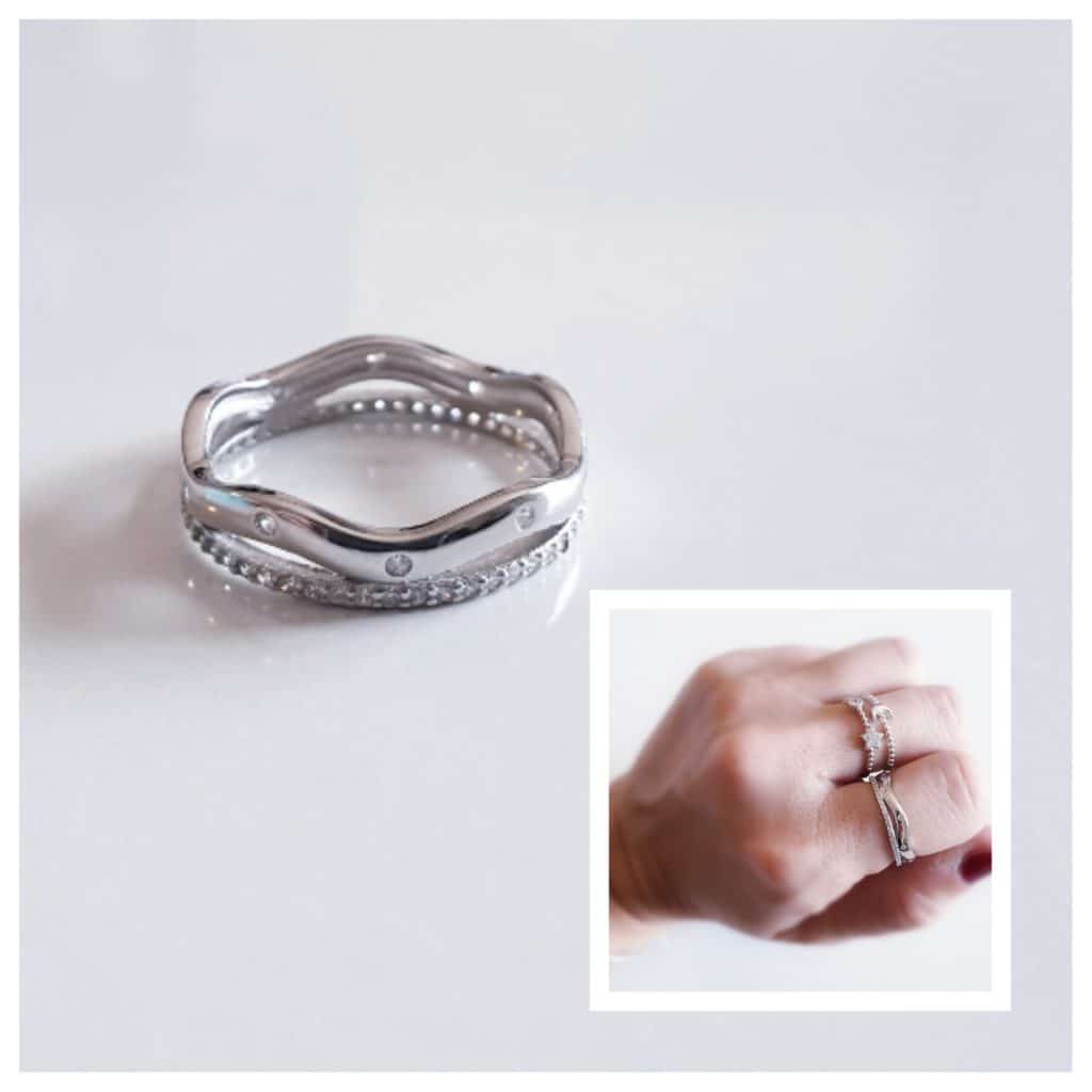 Anillo curve de plata de ley