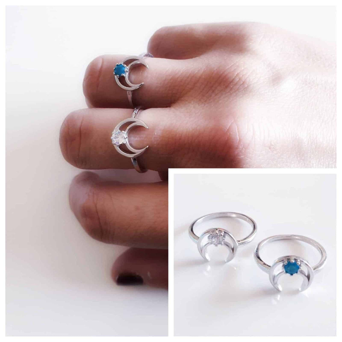 Anillo luna creciente shine de plata de ley - vista adicional