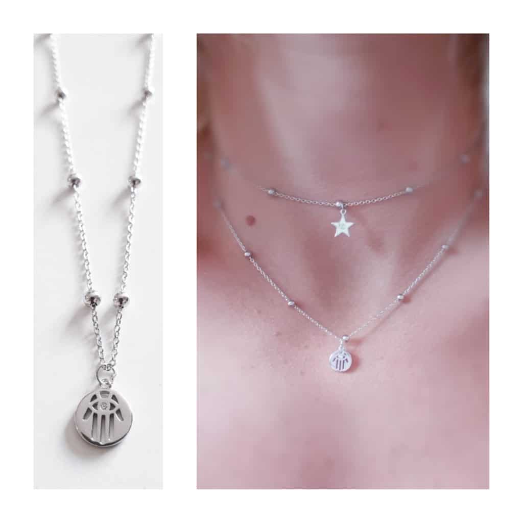 Collar mano chocker de plata de ley