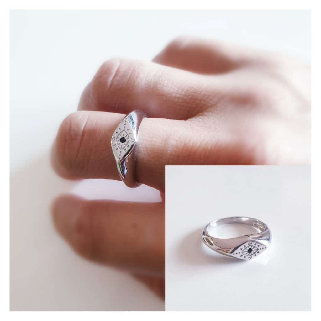 Anillo sello ojo de plata de ley