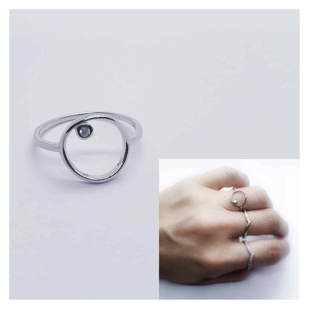 Anillo karma punto de luz de plata de ley - vista adicional