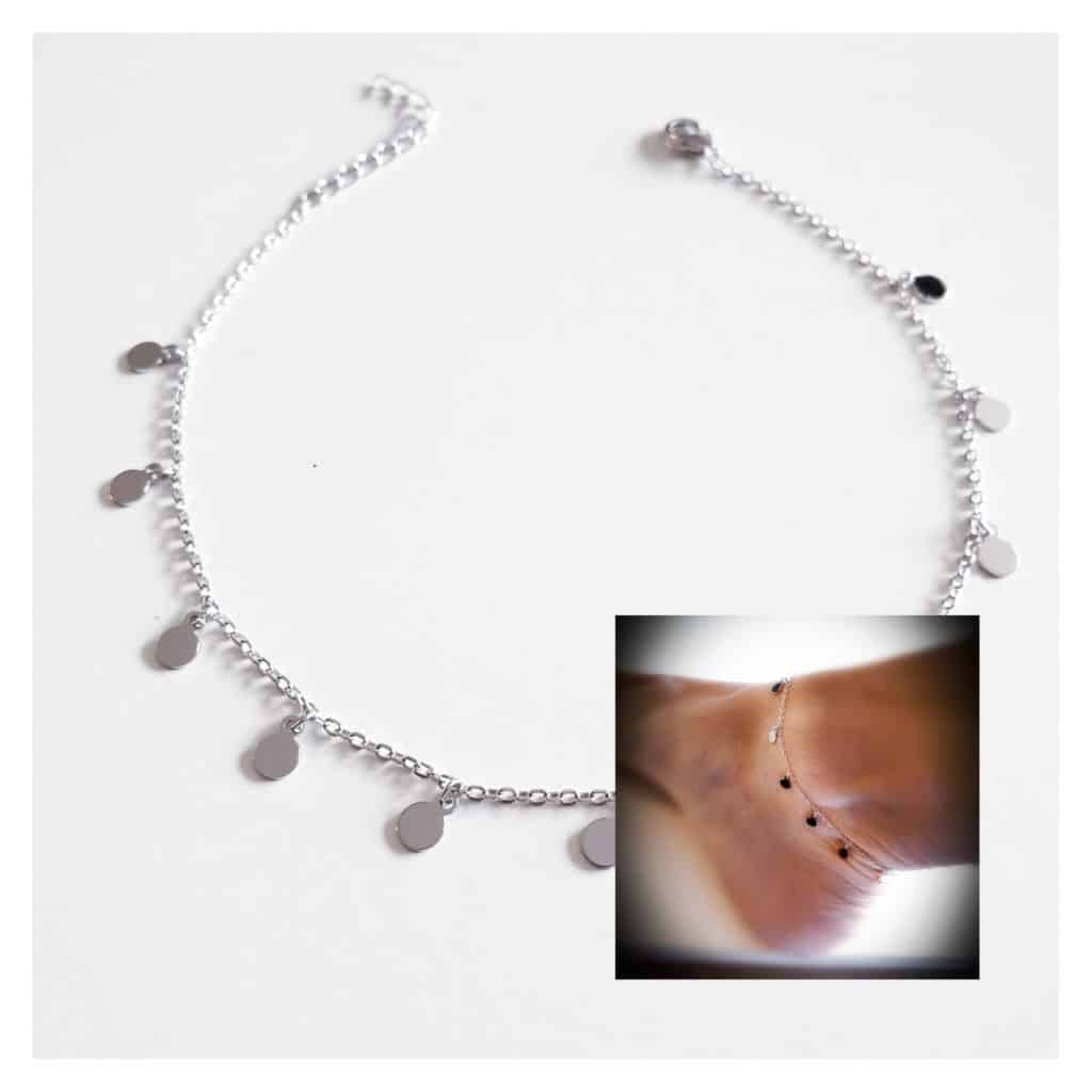 Tobillera chapitas de plata de ley