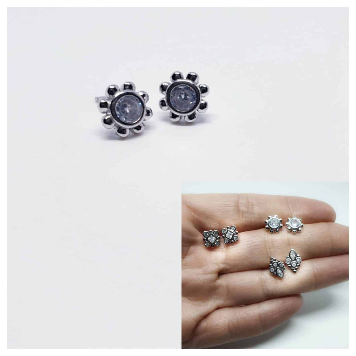 Pendientes Roma de plata de ley - vista adicional