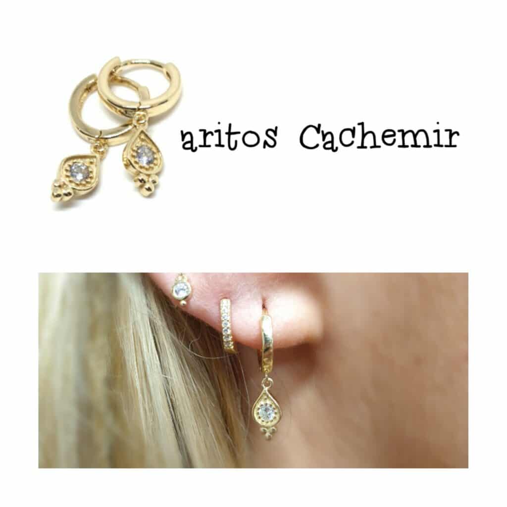 Pendientes aros cashemire oro de plata de ley