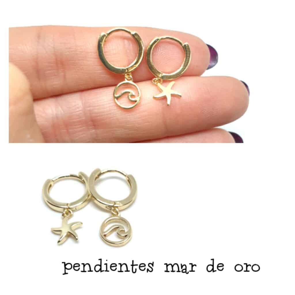 Pendientes mar de oro de plata de ley