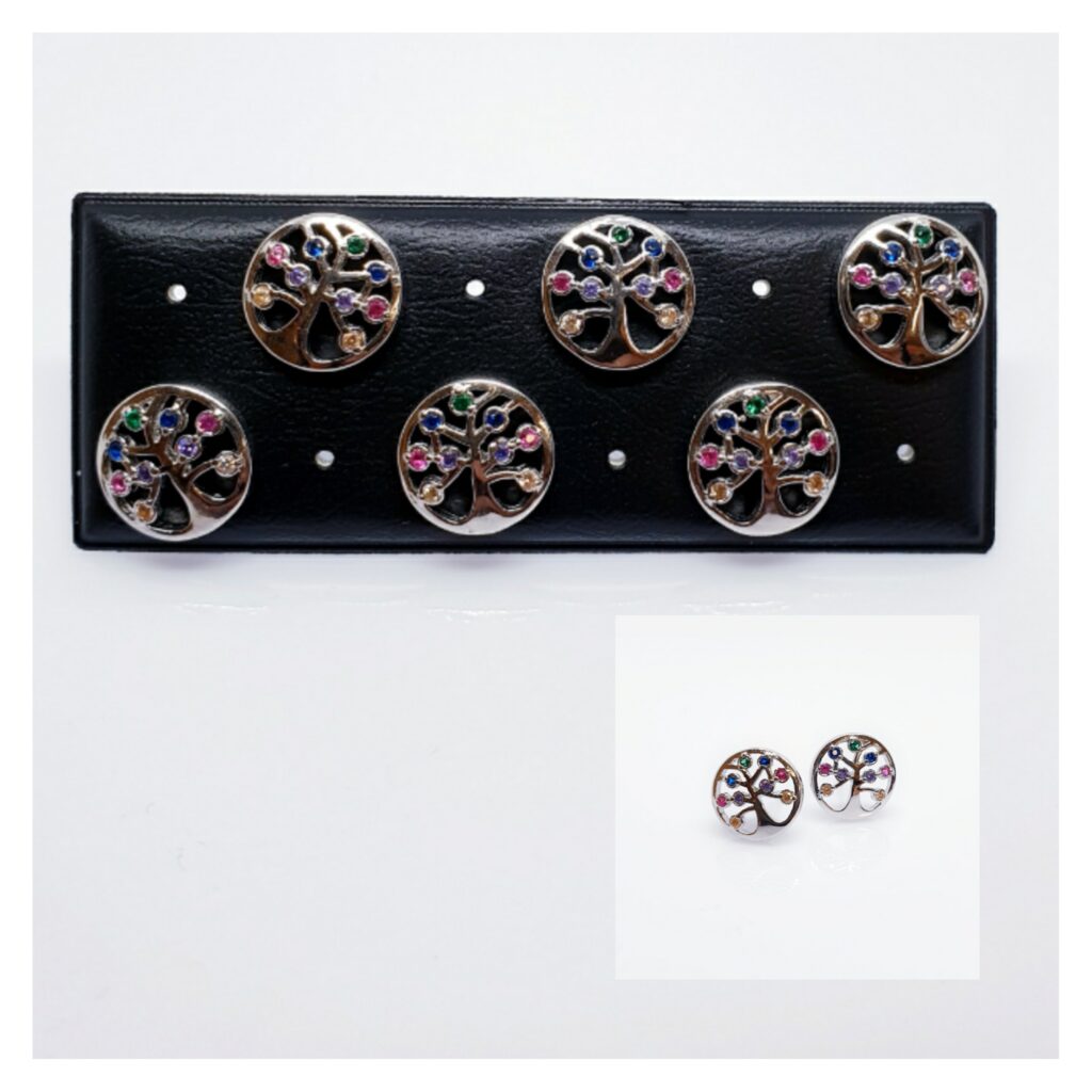 Pendientes árbol de la vida multicolor de plata de ley
