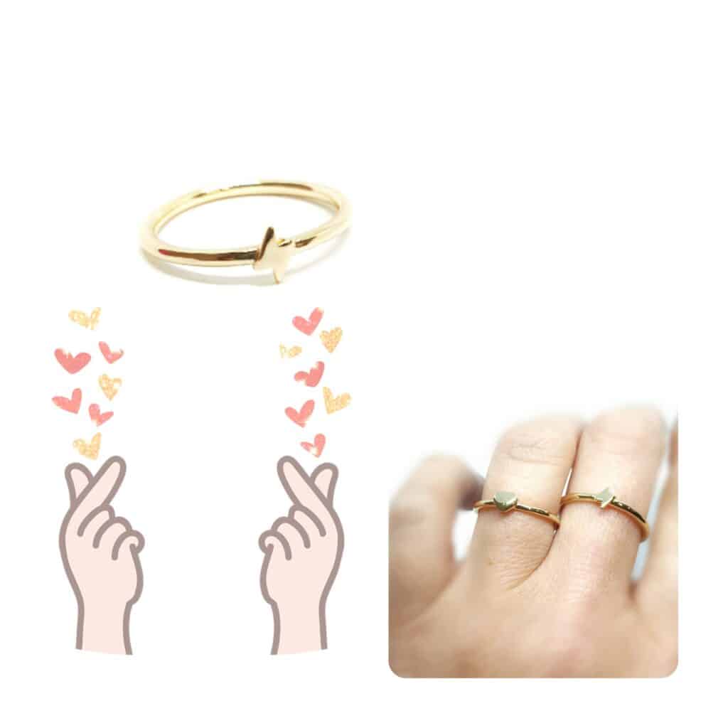 Anillo básico rayo oro de 14 quilates