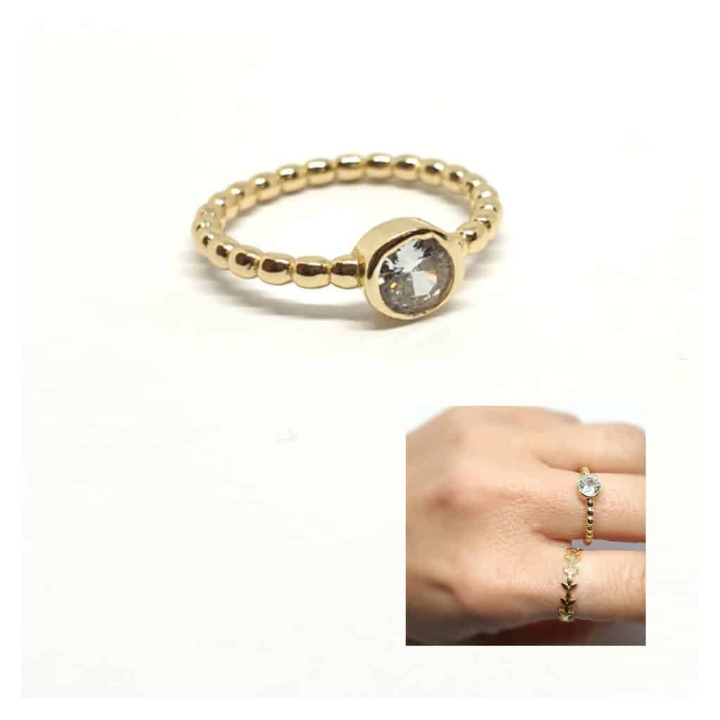 Anillo punto de luz oro de 14 quilates