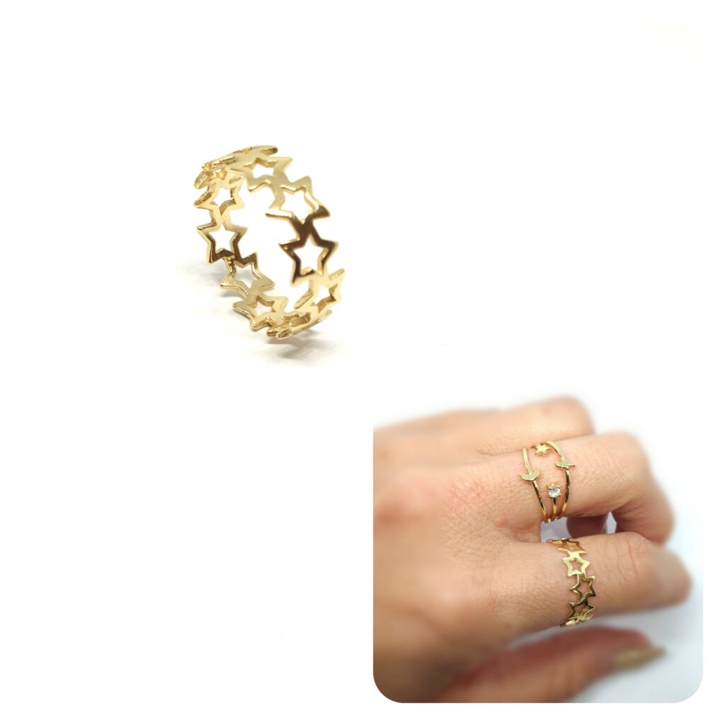 Anillo multiestrellas oro de 14 quilates