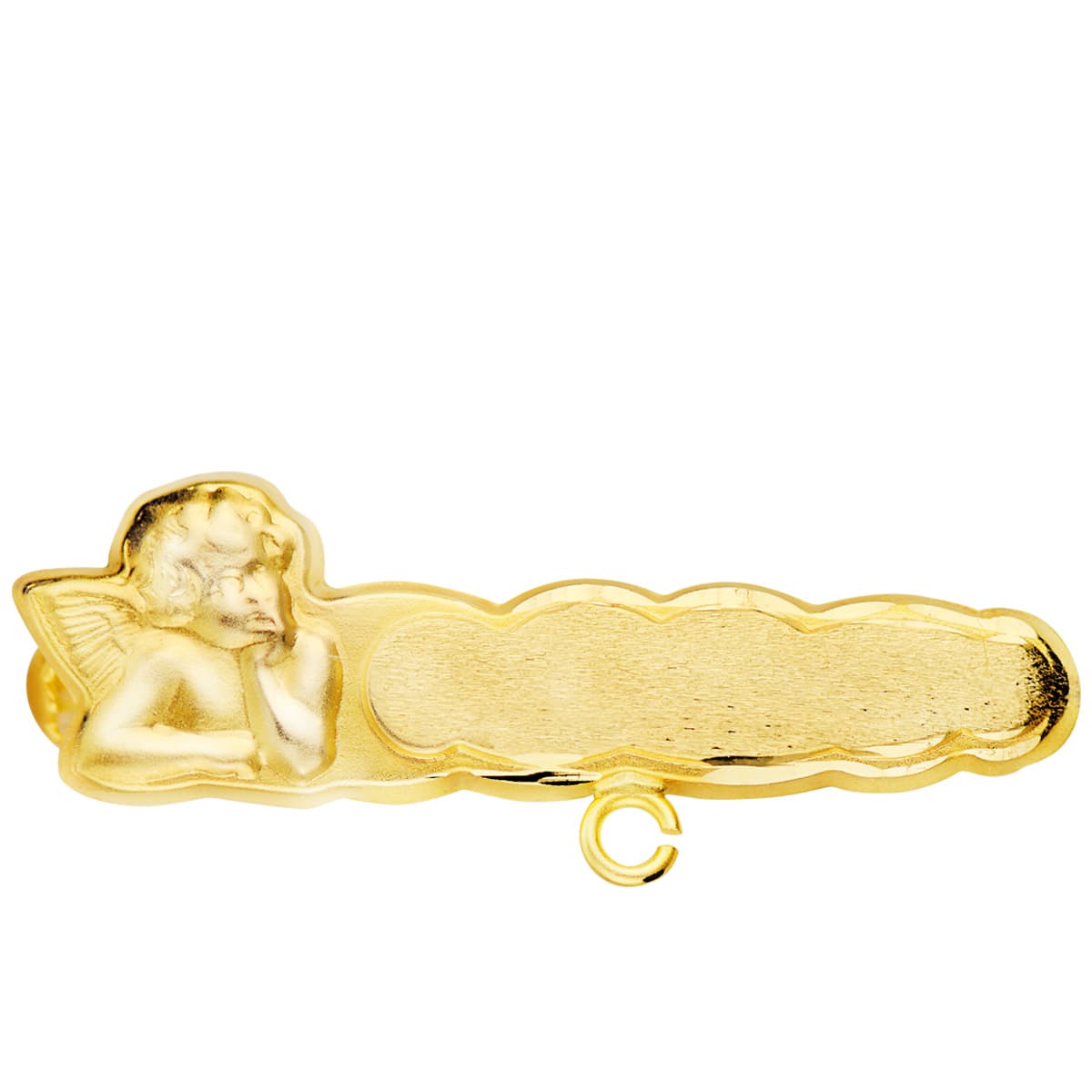 9K ALFILER BEBE ORO AMARILLO ANGELITO TALLADO 28X8 MM