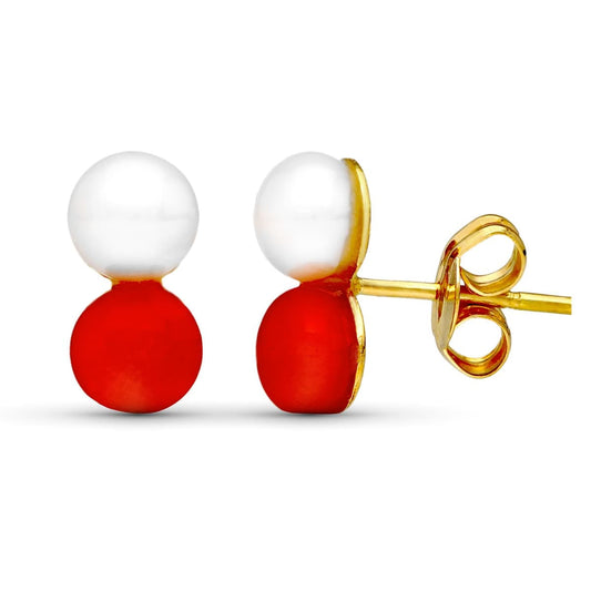 Pendientes Perla 10 x 5 mm de oro amarillo 18K