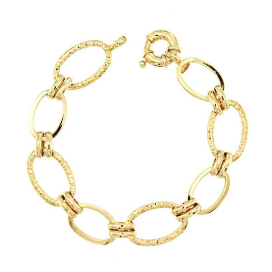 18K PULSERA ORO AMARILLO ESLABONES HUECO 19CM PESO TOTAL 9.60 GR