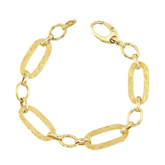 18K PULSERA ORO AMARILLO ESLABONES HUECOS LONGITUD TOTAL 19.5 CM