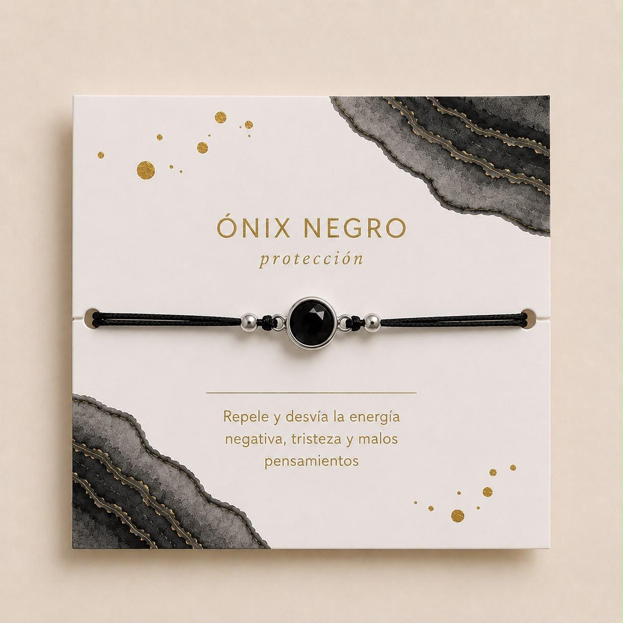 Pulsera ónix negro de plata de ley - Joyería Zafir