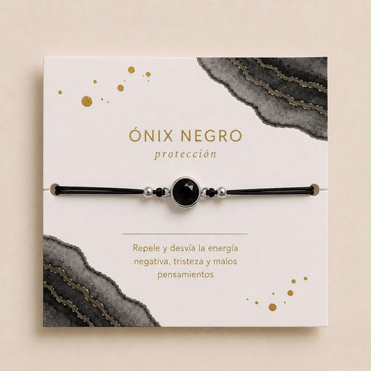 Pulsera ónix negro de plata de ley - Joyería Zafir