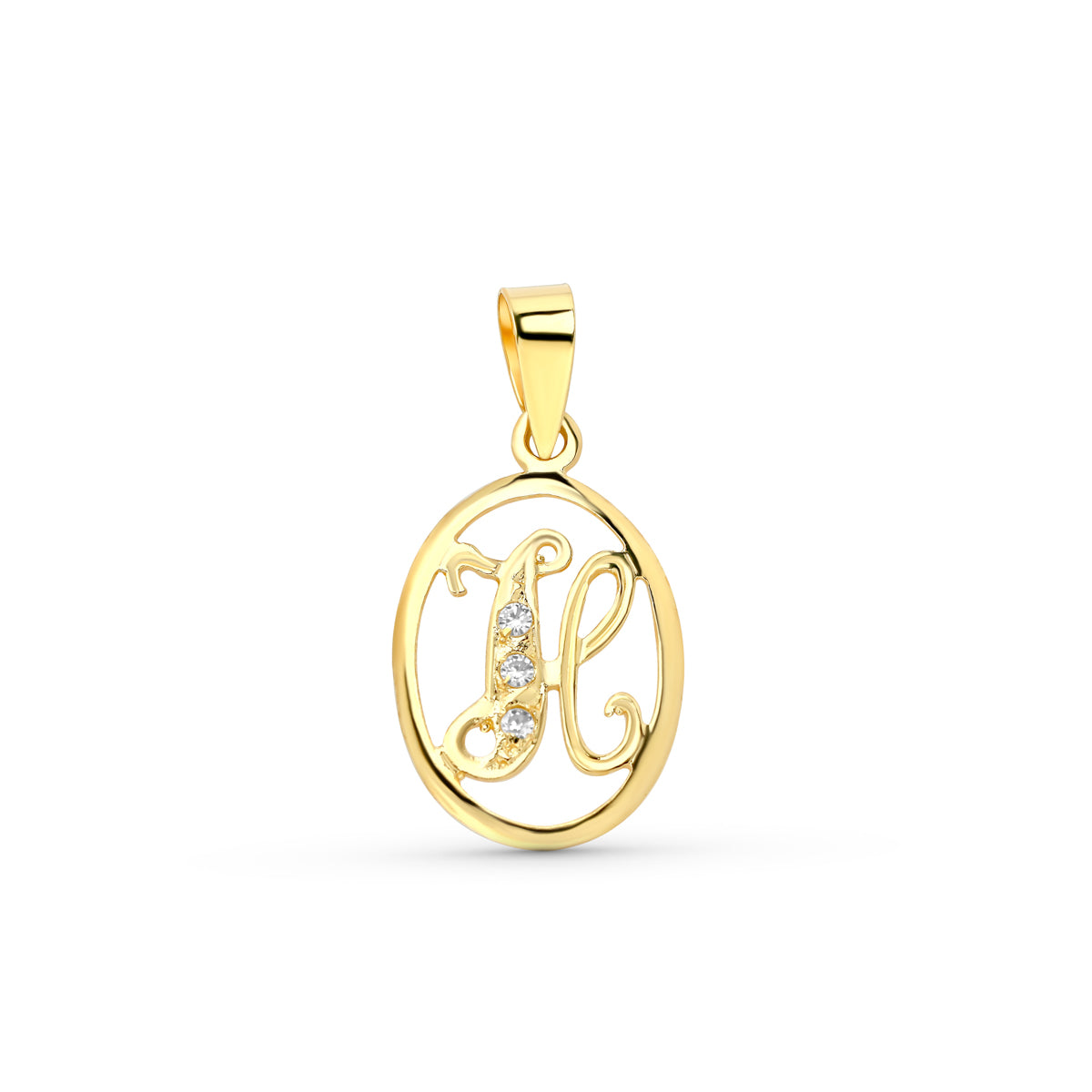 18K COLGANTE ORO AMARILLO LETRA H CON CIRCONITAS
