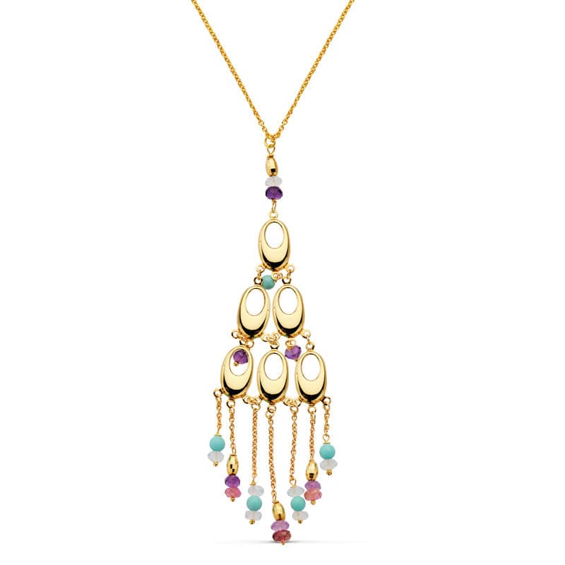 18K COLLAR PIEDRAS ORO AMARILLO 42CM