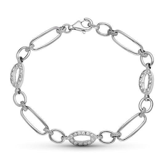 Pulsera y Circonita Longitud 21 cm Peso 6,70 Gr de oro blanco 18K