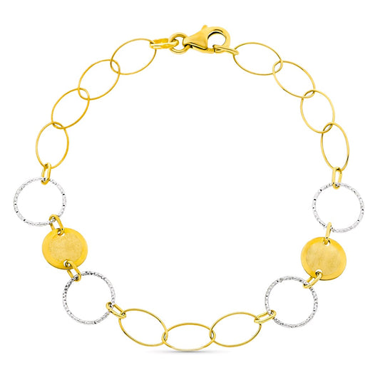 18K PULSERA ORO BICOLOR CIRCULOS ANCHO 9 MM LARGO 18CM PESO 2.95 GR