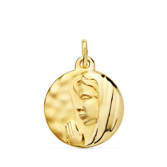 Medalla Virgen Maria " Reina de Los Cielos " 16 mm de oro amarillo 18K