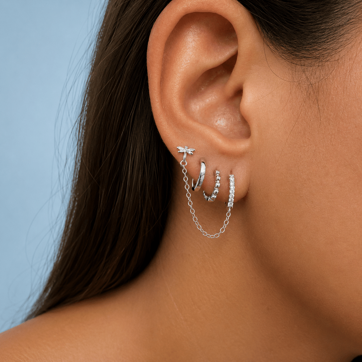 Pendientes cadena libélula de plata de ley - imagen adicional - Joyería Zafir