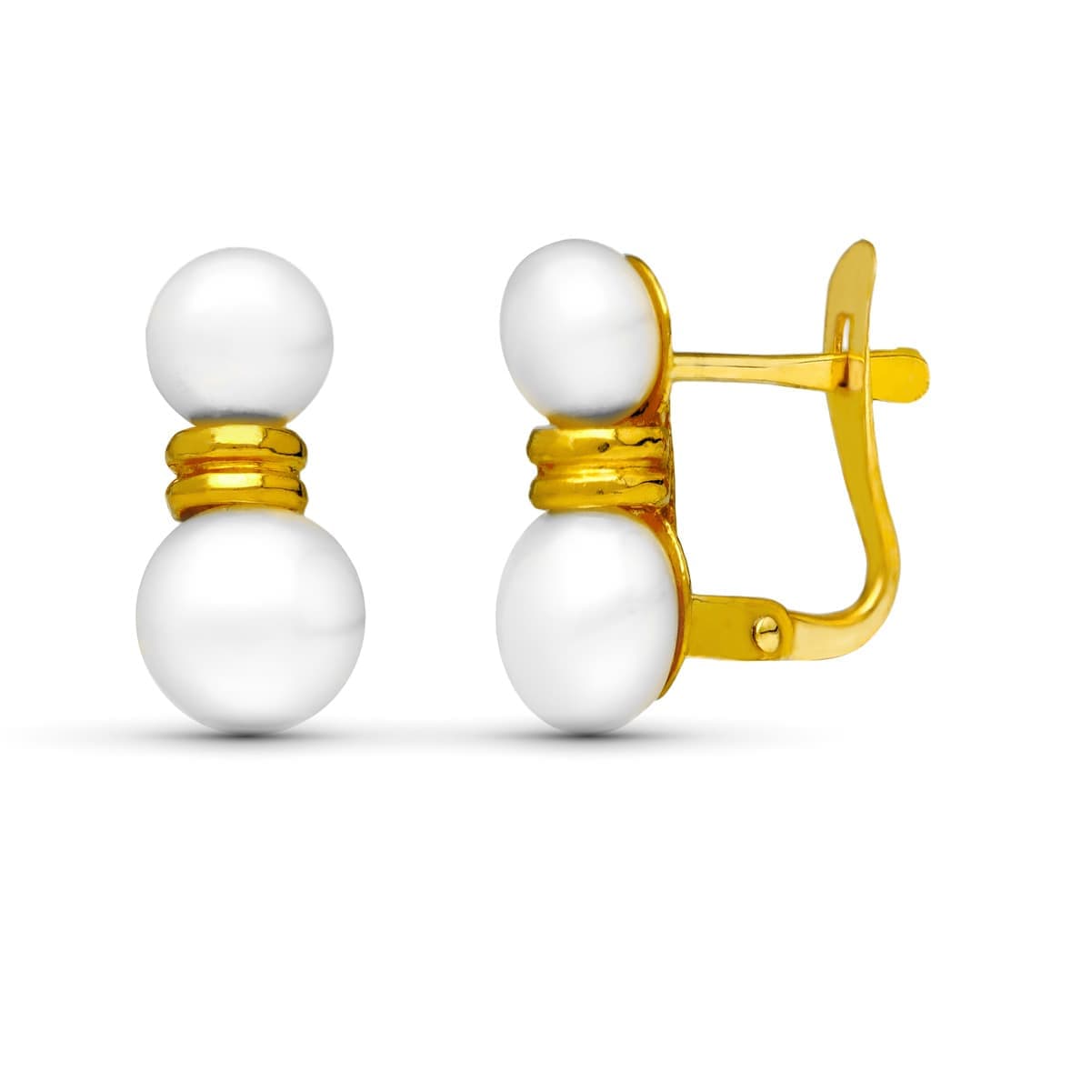 Pendientes Tu y Yo Perla 12 x 5 mm de oro amarillo 18K
