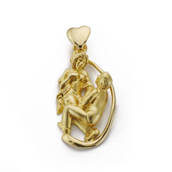 18K COLGANTE ORO AMARILLO PAREJA ENAMORADOS 25X13MM C. AMOR