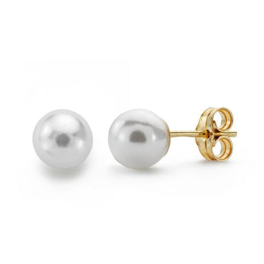 18K PENDIENTES PERLA ORO AMARILLO 7 MM CIERRE PRESION