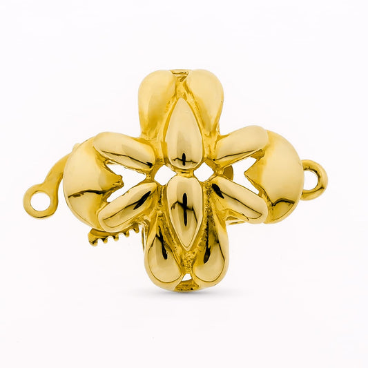 18K FORNITURA CIERRE BROCHE GARGANTILLA 1 VUELTA 10 RAMAS ORO AMARILLO LISO