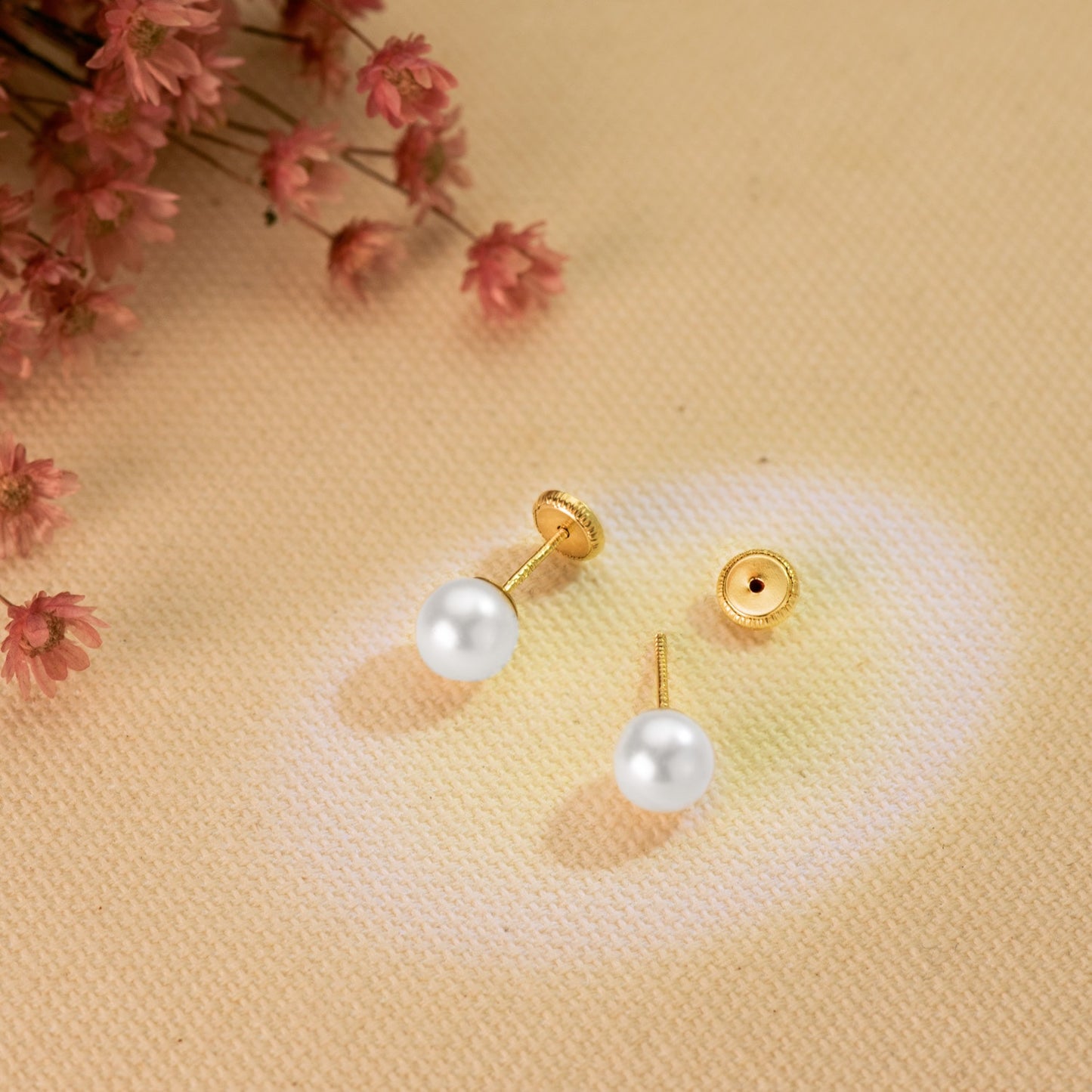 18K PENDIENTES ORO AMARILLO PERLA CULTIVDAD 6 MM CIERRE TUERCA