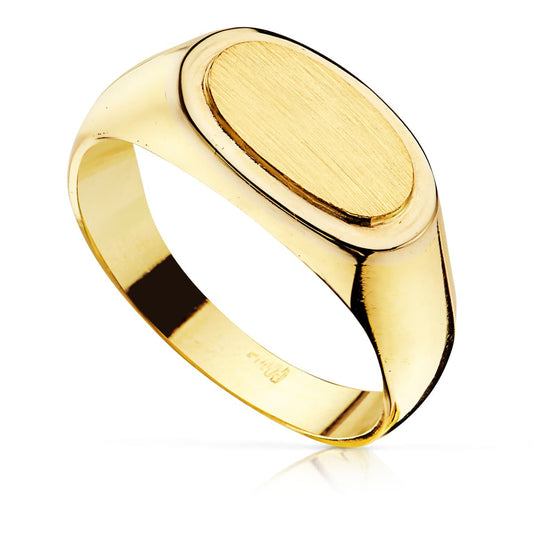 Sello Caballero Macizo Oval. Zona Grabado: 12 x 6 mm de oro amarillo 18K