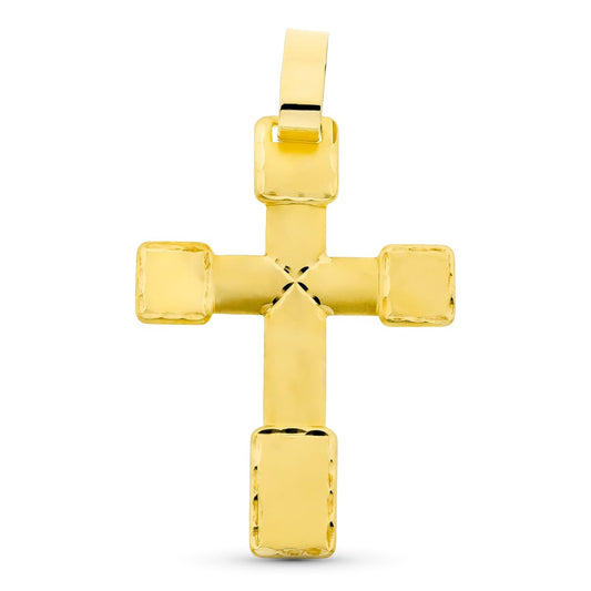 18K CRUZ ORO AMARILLO TALLADA 44X30 MM