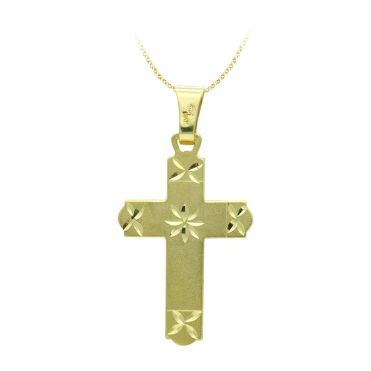 18K CRUZ ORO AMARILLO TALLADA 28X18 MM
