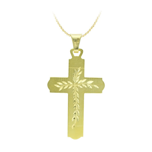 18K CRUZ ORO AMARILLO TALLADA 42X27 MM