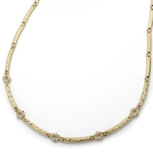 18K GARGANTILLA ORO AMARILLO CIRCONITA 45CM ANCHO 6 MM