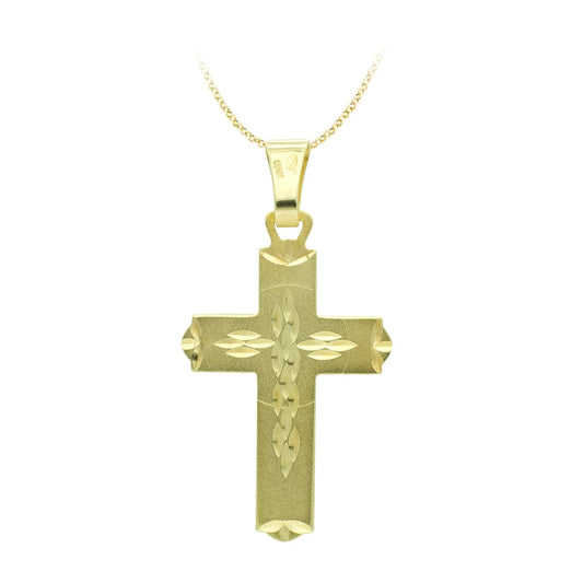 18K CRUZ ORO AMARILLO TALLADA 28X18 MM
