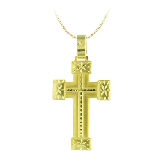 18K CRUZ ORO AMARILLO TALLADA 45X27 MM