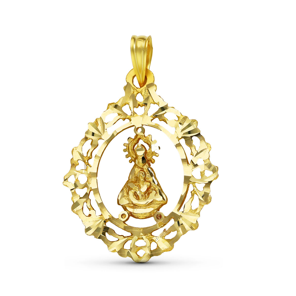 Medalla Virgen de Tiscar Cerco 28 x 22 mm de oro amarillo 18K