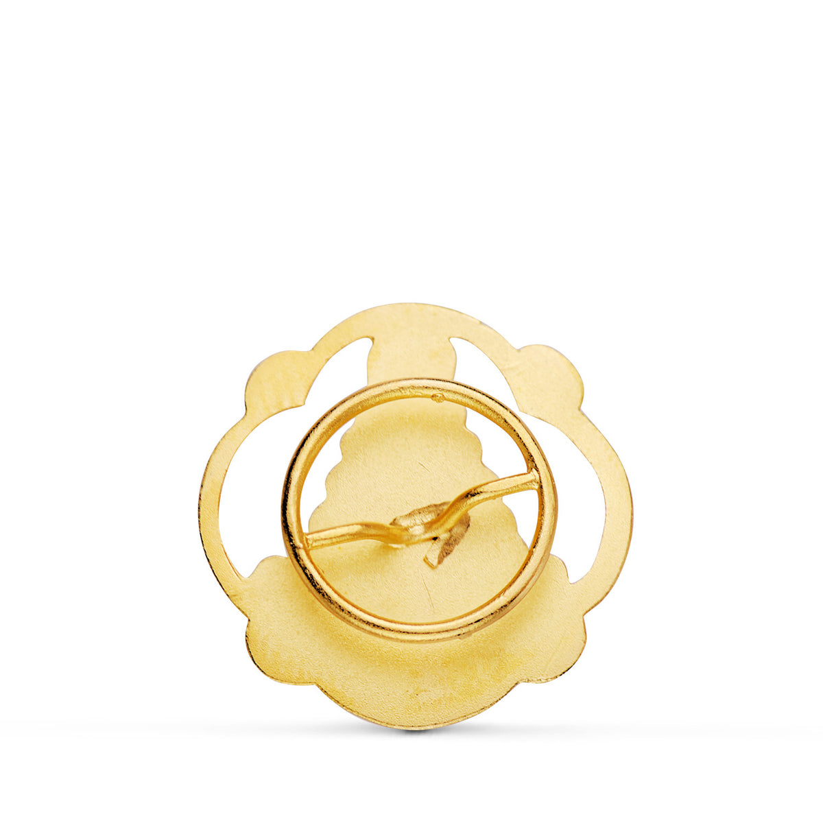Insignia Solapa Virgen del Rocio Tallada 20 x 20 mm de oro amarillo 18K