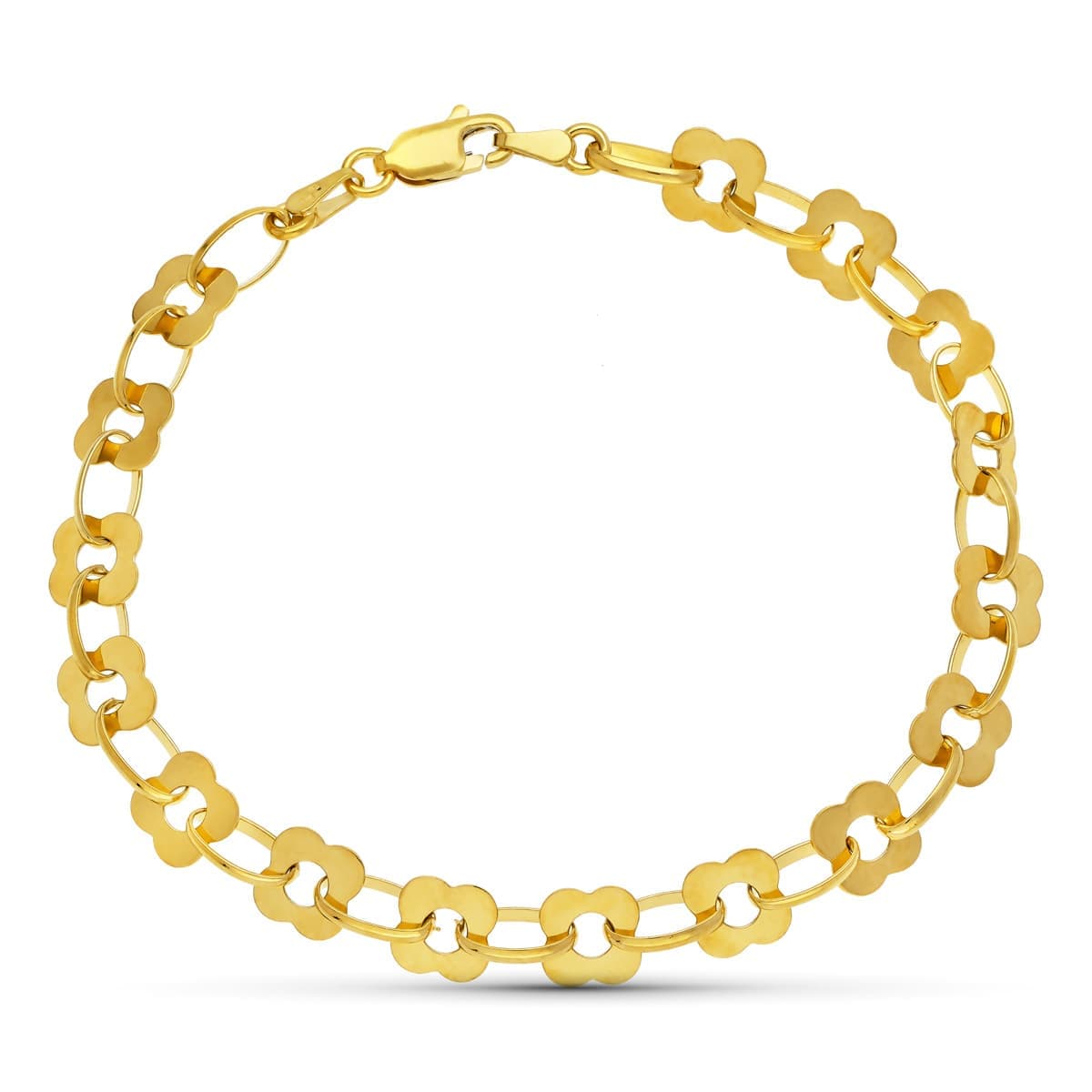 Pulsera Flores 19 cm Ancho 7 mm de oro amarillo 18K