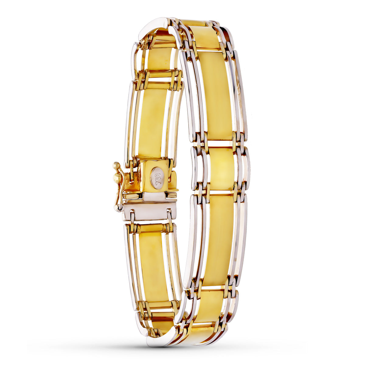 Pulsera Bicolor Mate y Brillo Hombre Longitud 19 cm Ancho 8 mm 18K